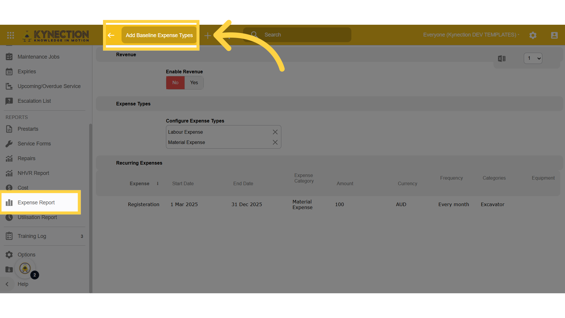 Configure Revenue Category