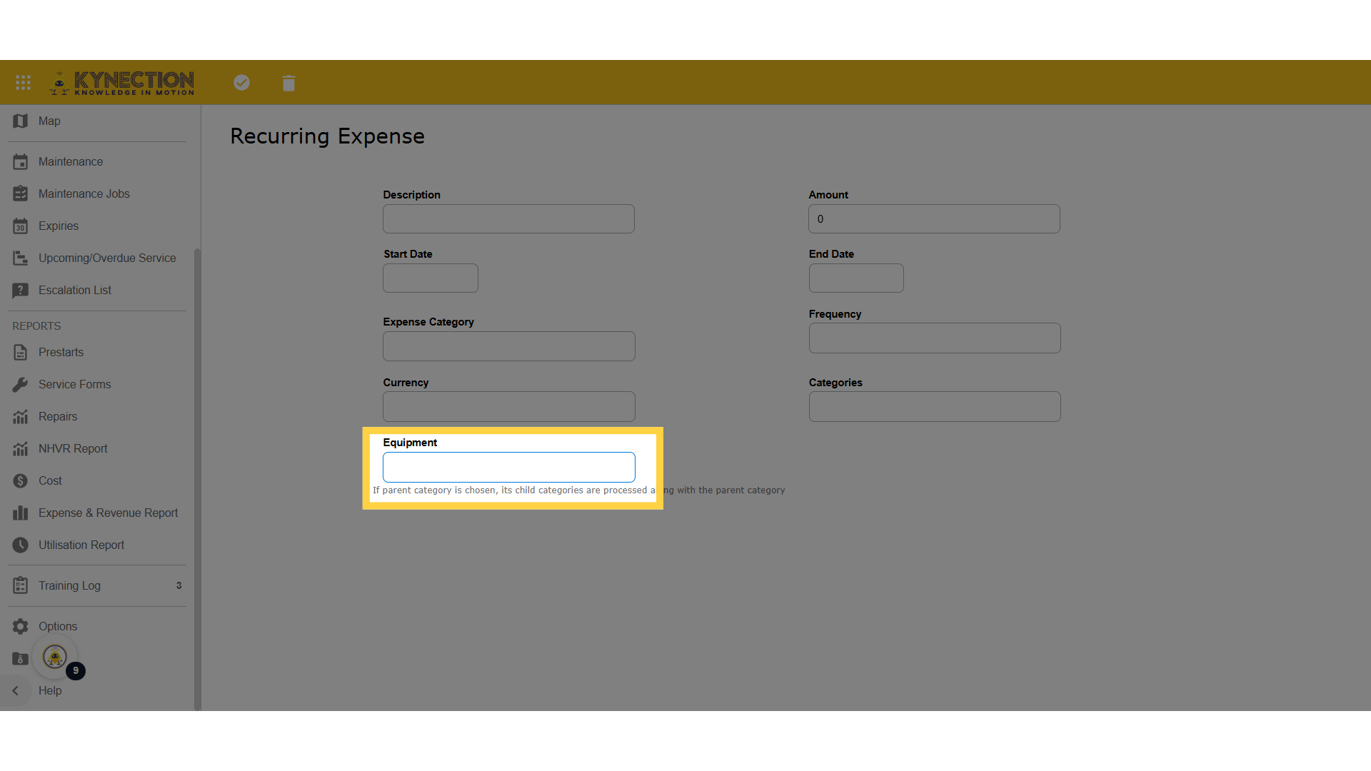 Equipment & Categories