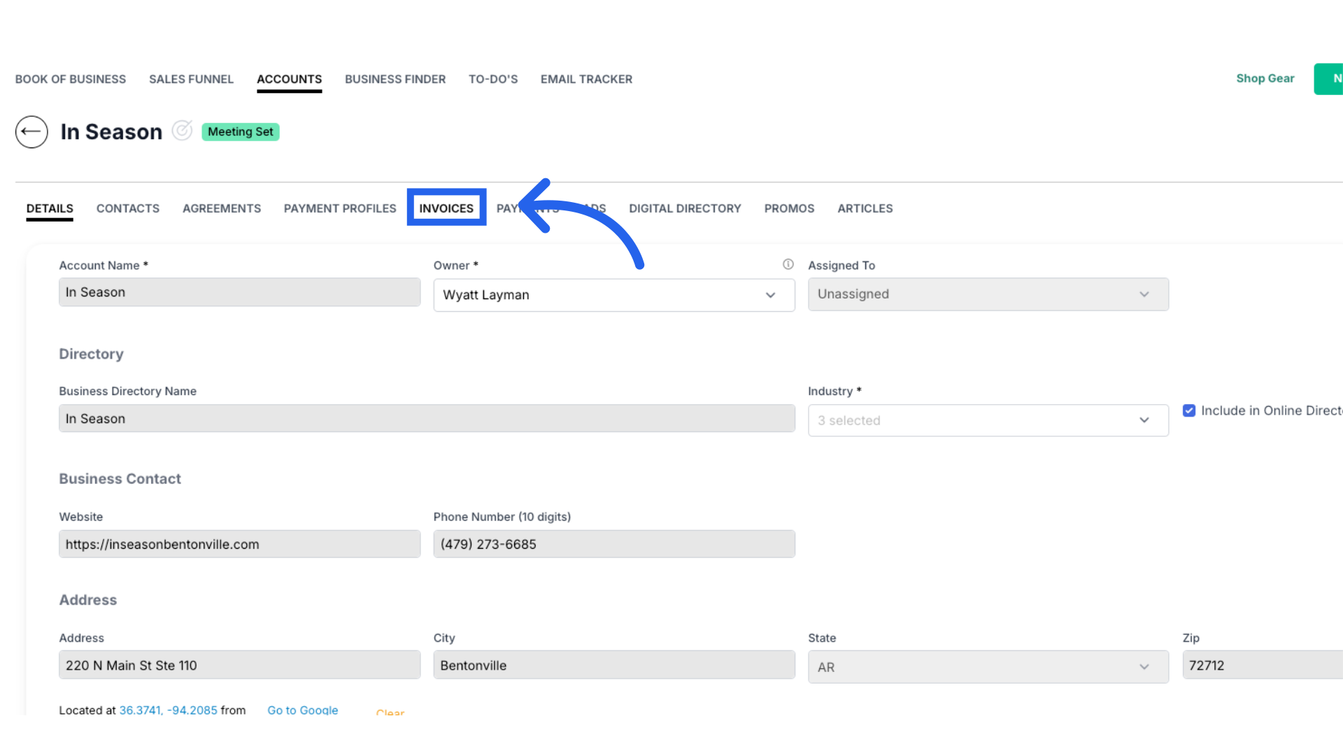 Click 'Invoices'