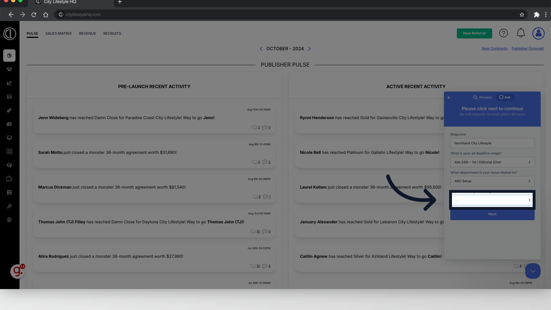 Select 'Contract Changes or Pause'
