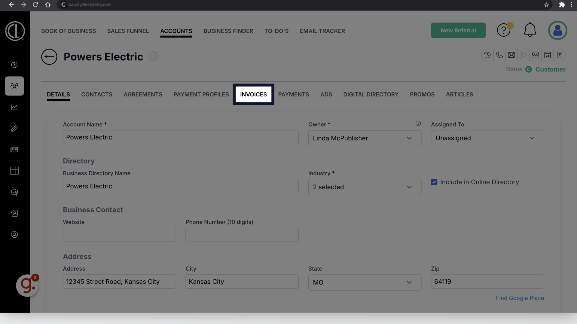 Click 'Invoices'