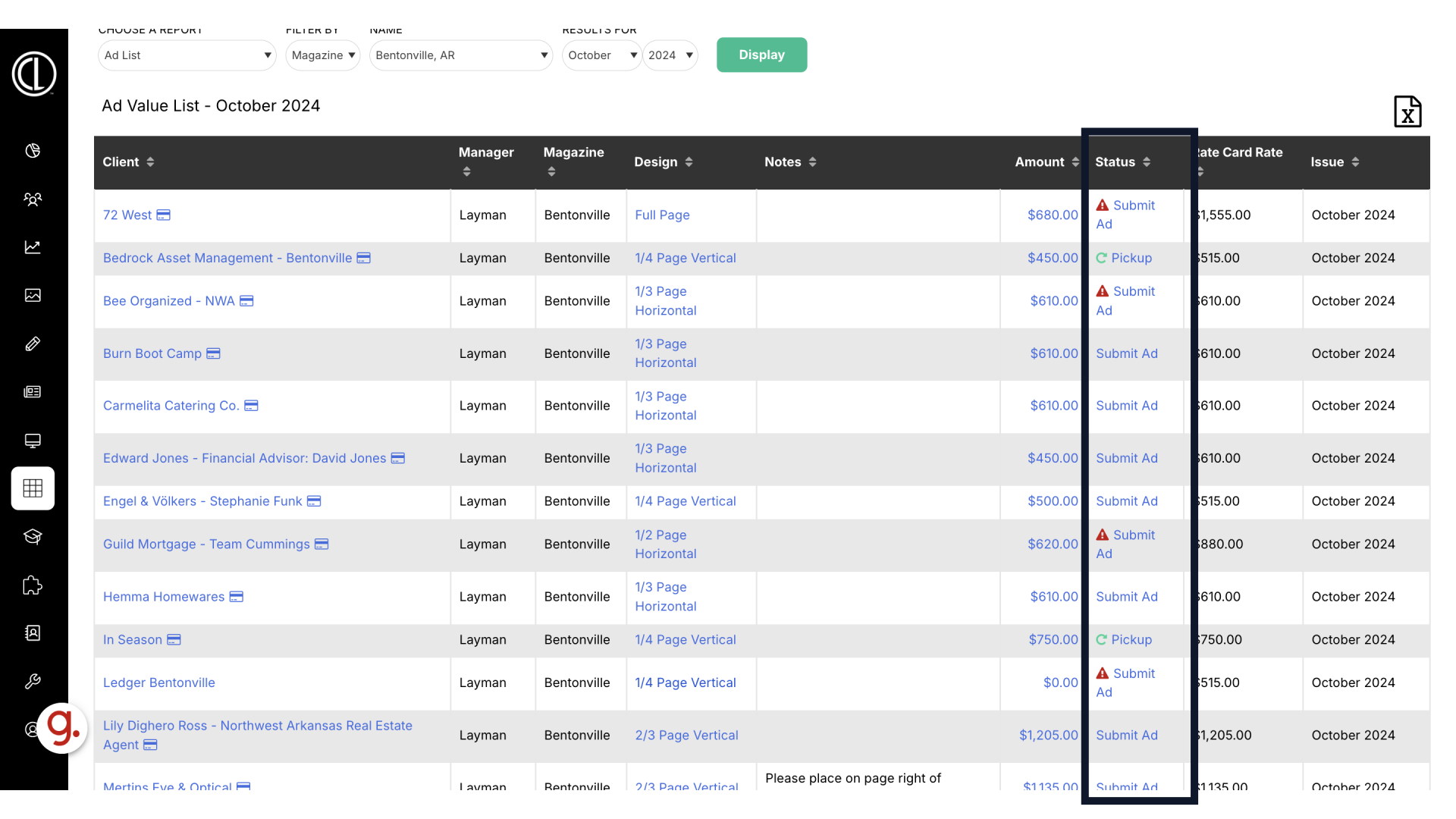 Status Column