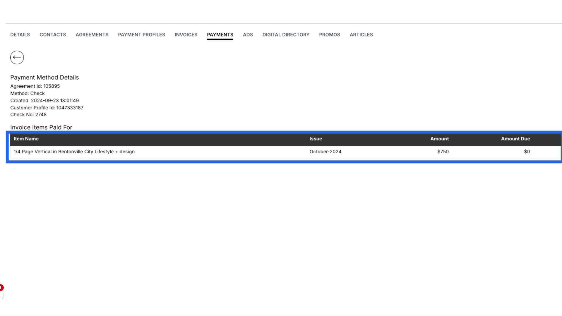 Payment Details