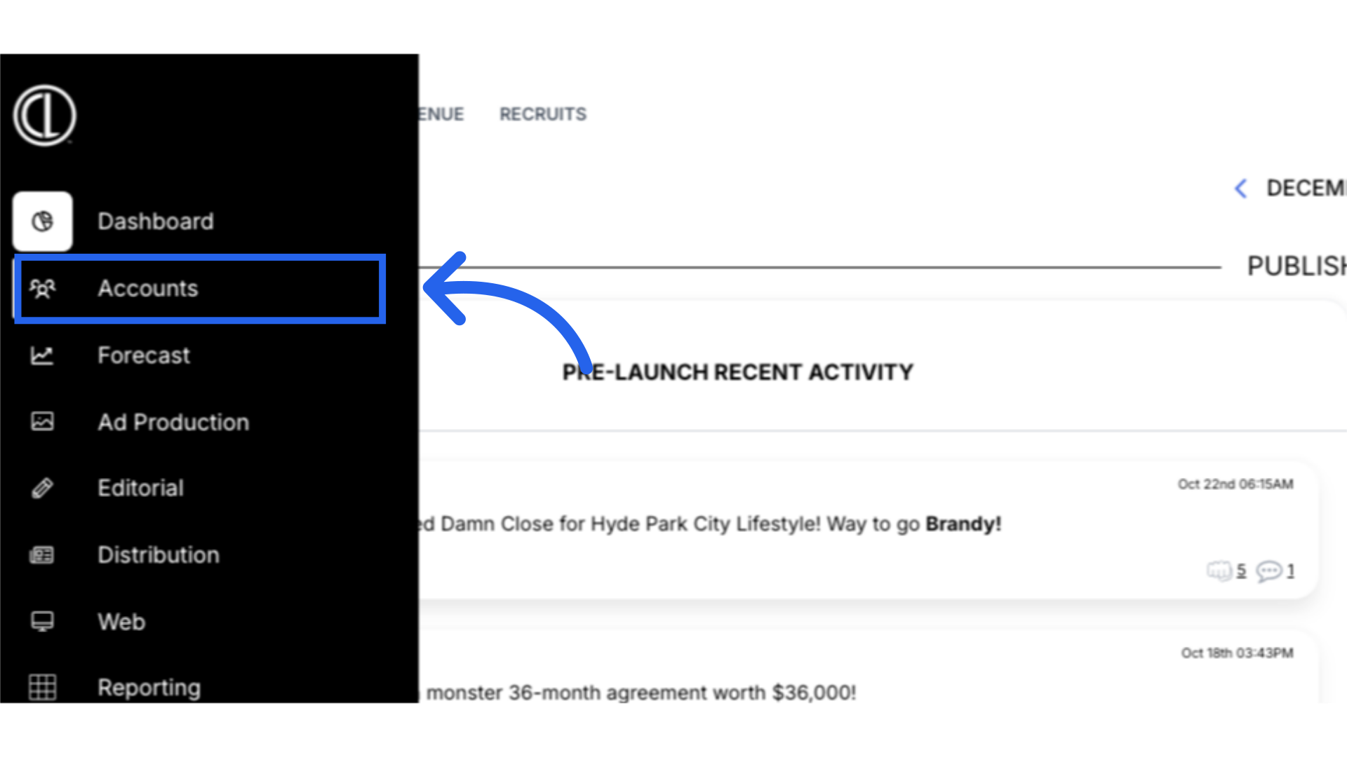 Click 'Accounts'