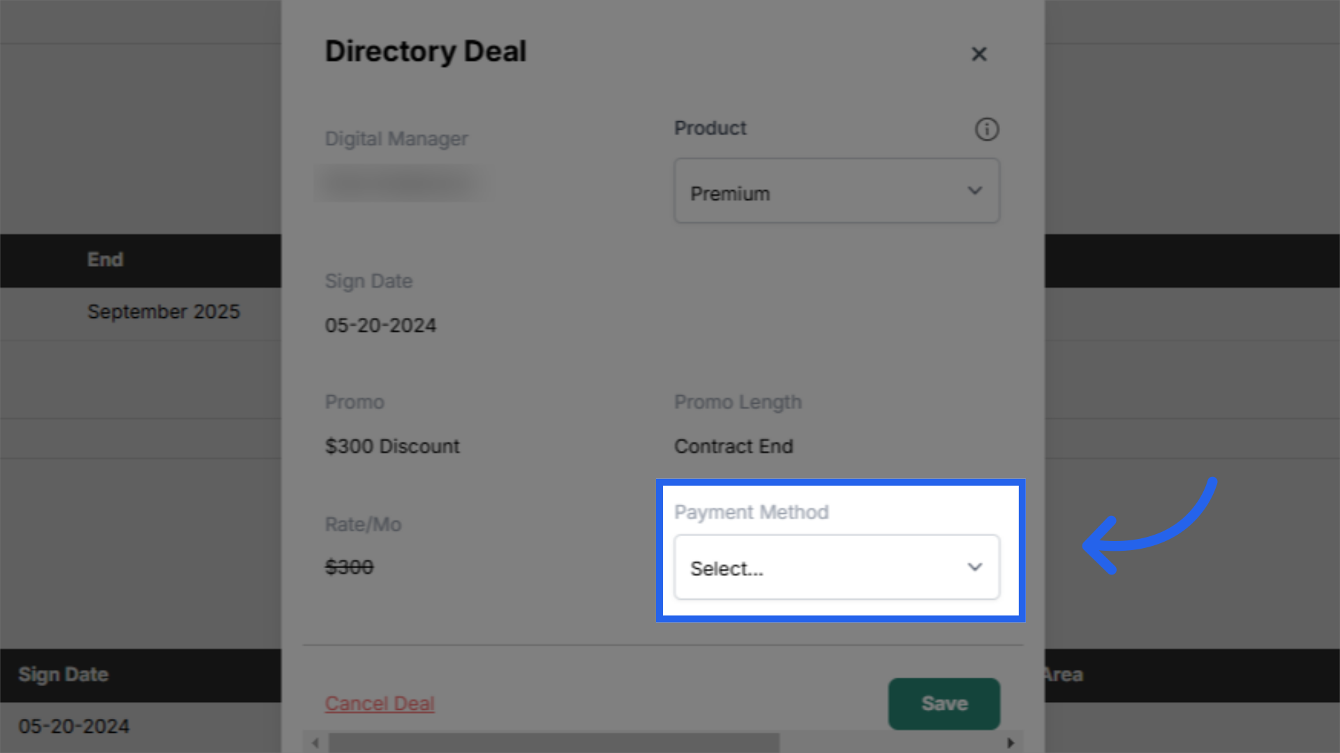 Change Digital Deal Payment Method