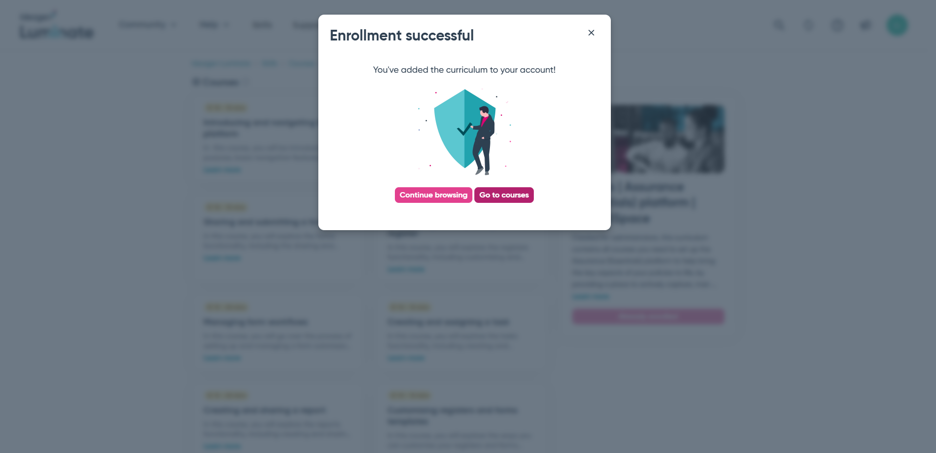 Click 'Go to courses'