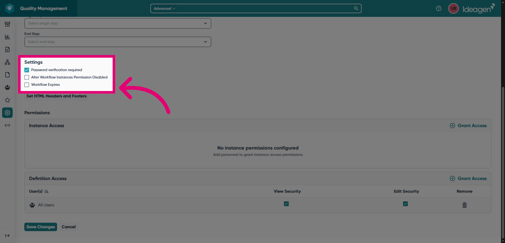 Configure settings