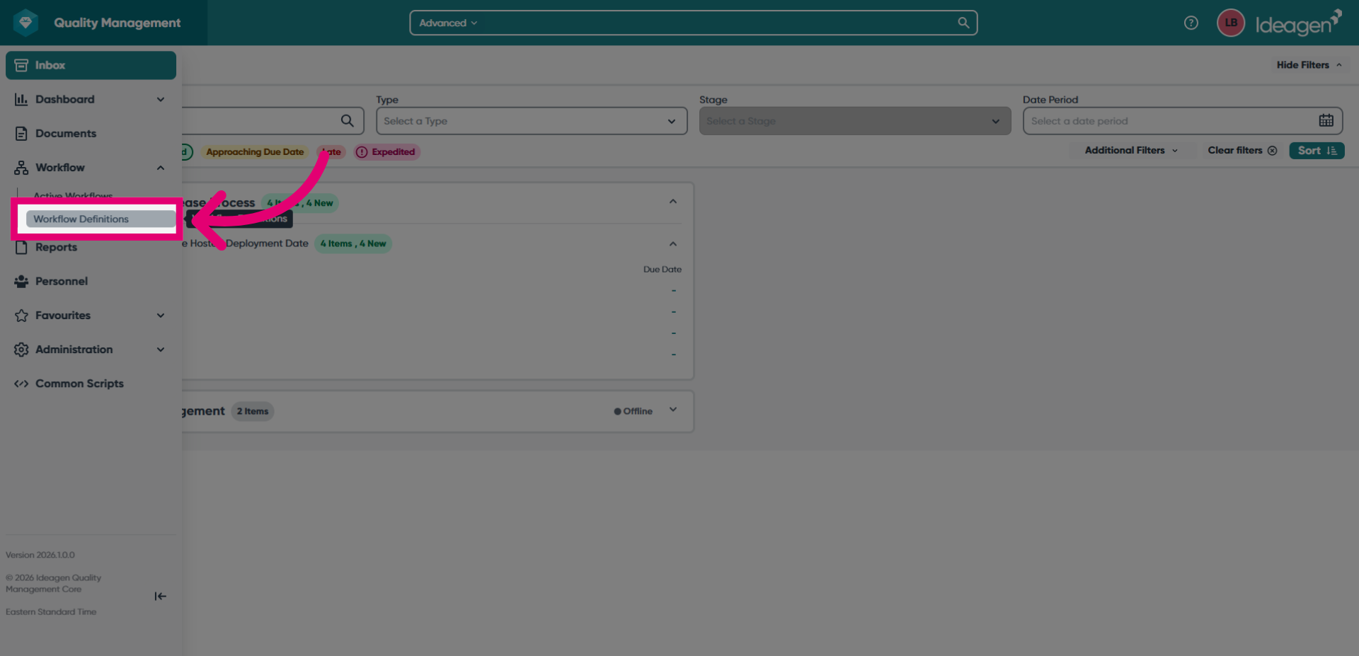 Select Workflow Definitions