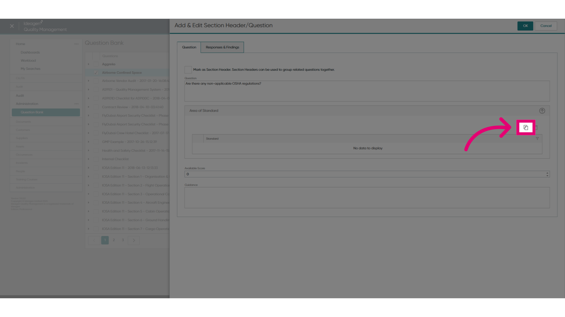 Click 'Add Area of Standards'