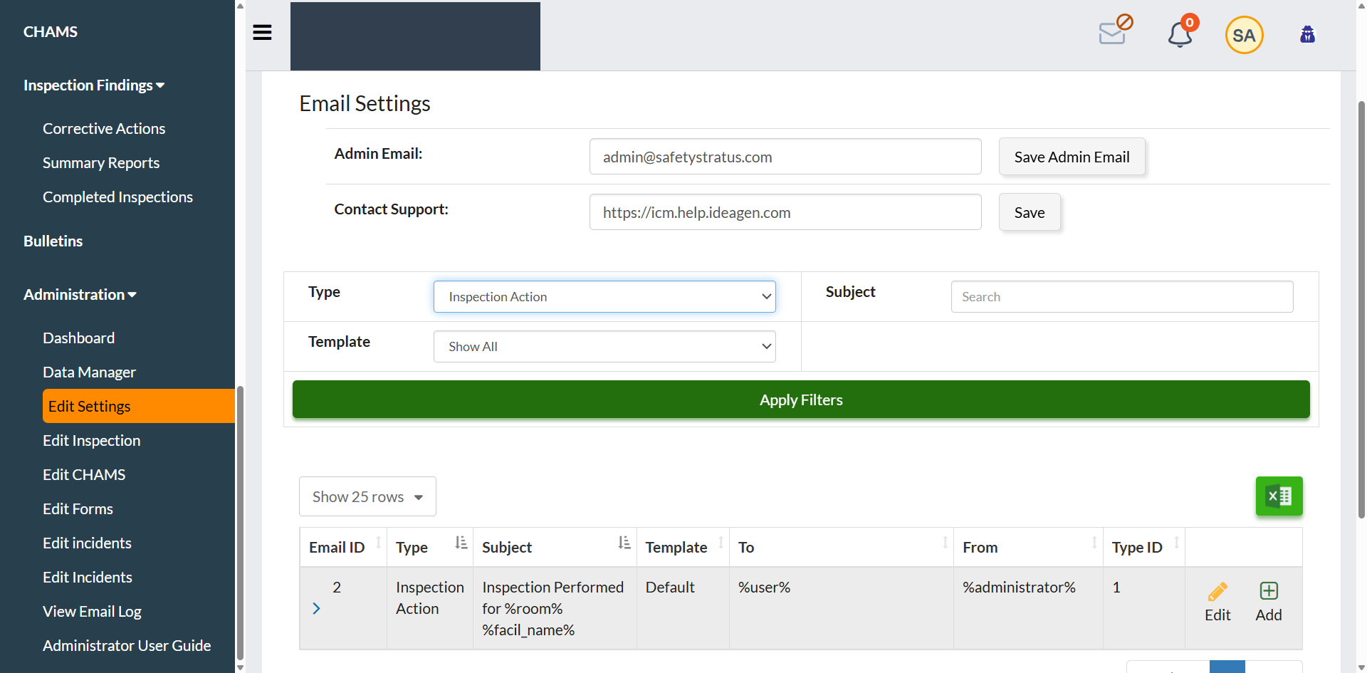Navigate to Email Settings