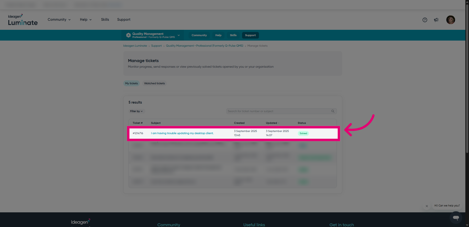 Click 'I am having trouble updating my desktop client.'