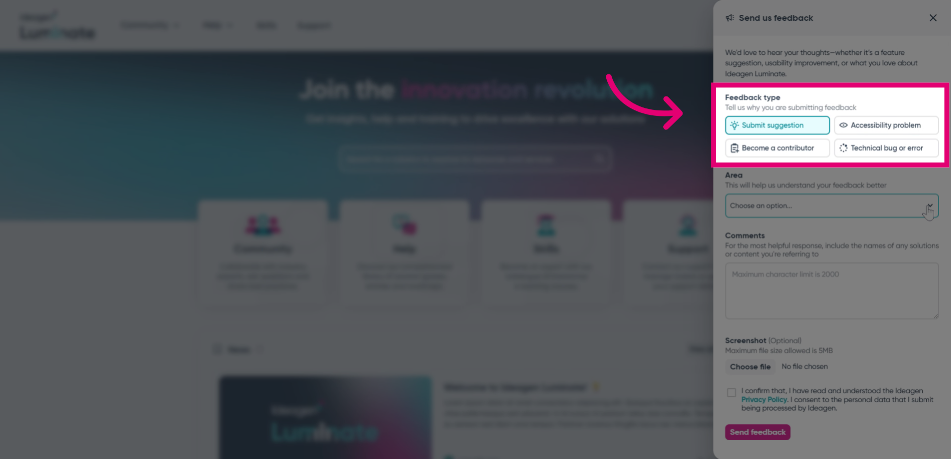 Select feedback type