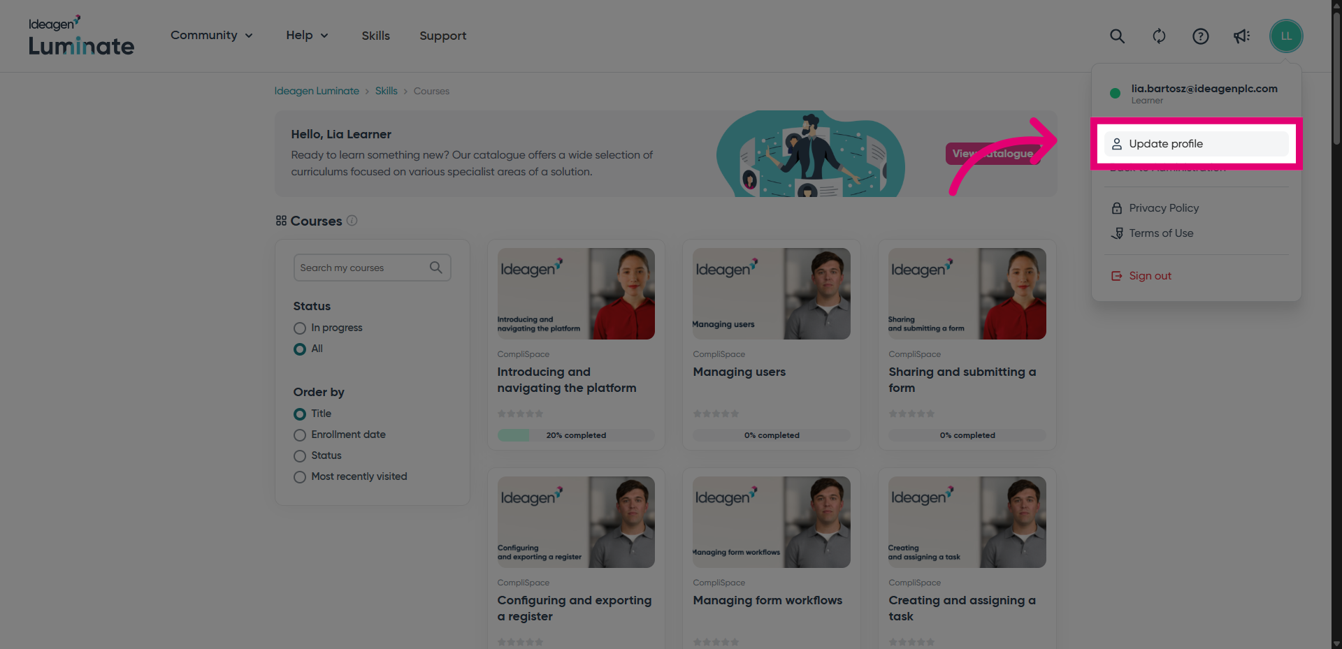 Click 'Update profile'