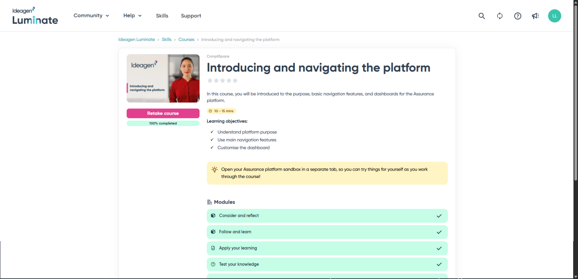 View course overview