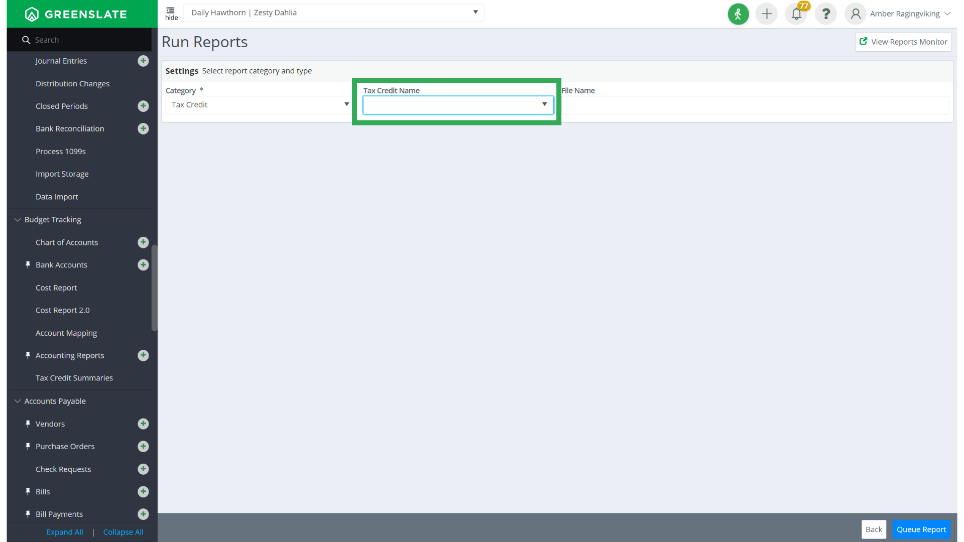Click on Tax Credit Name
