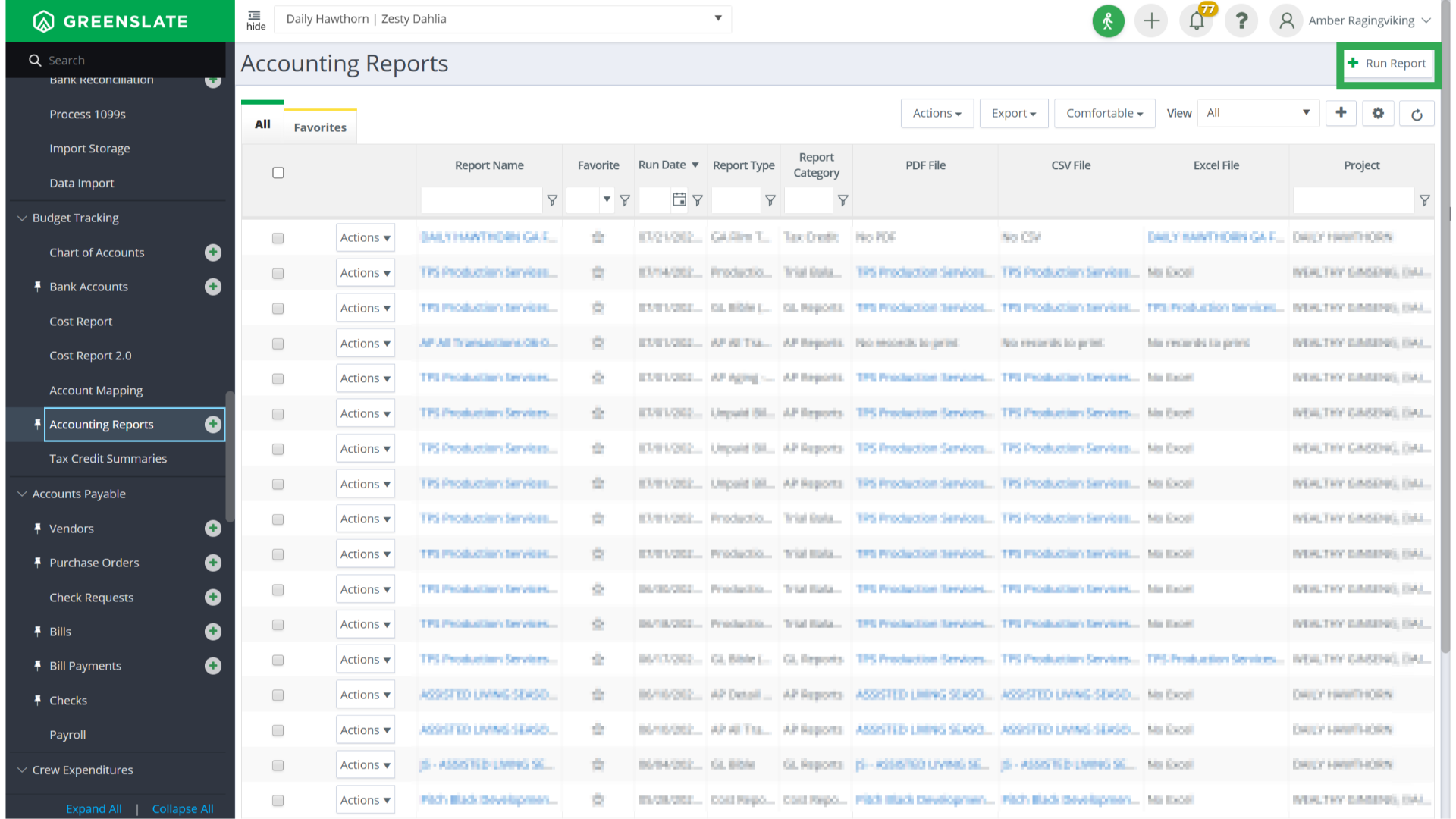 Click 'Run Report'