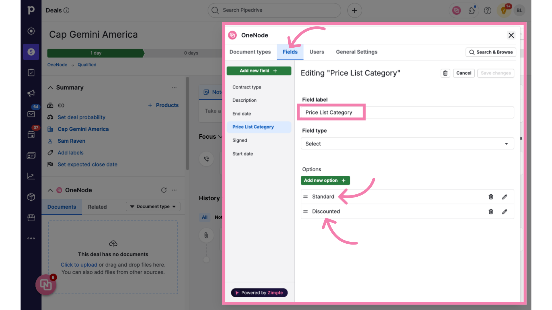 2) Create a Select Field Type