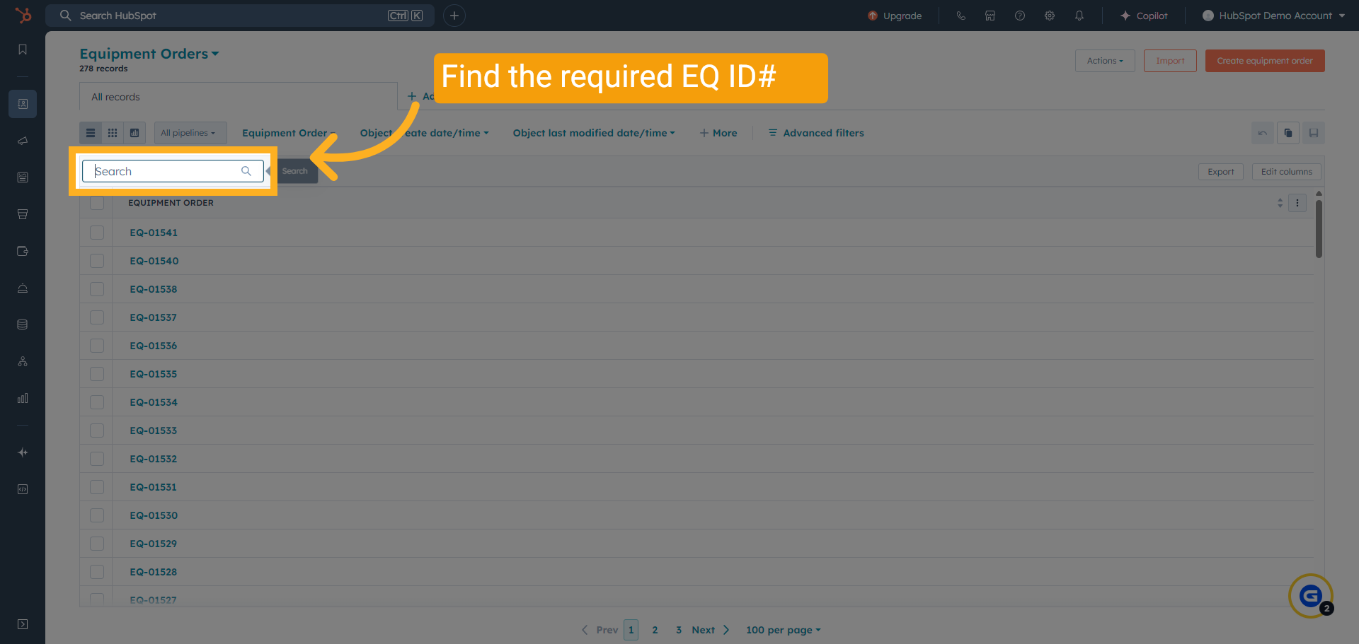 Search for the required EQ