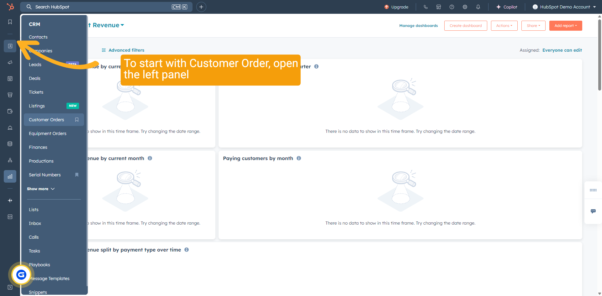 HubSpot Menu