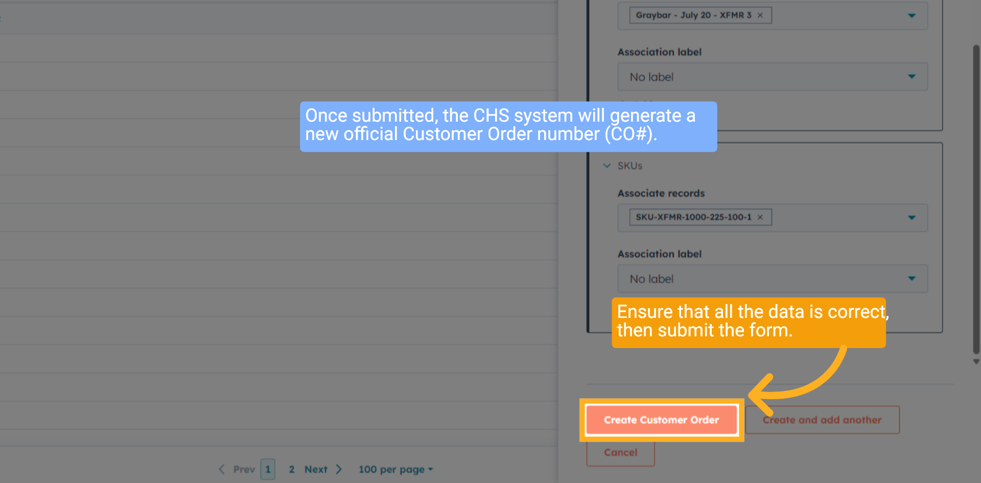 Create Customer Order