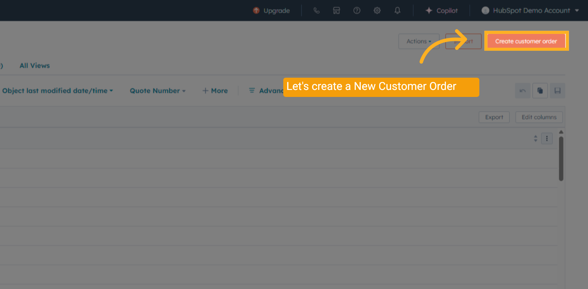 Click 'Create Customer Order'
