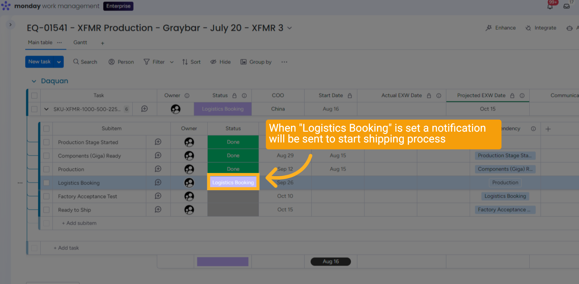 Start Booking Logistics