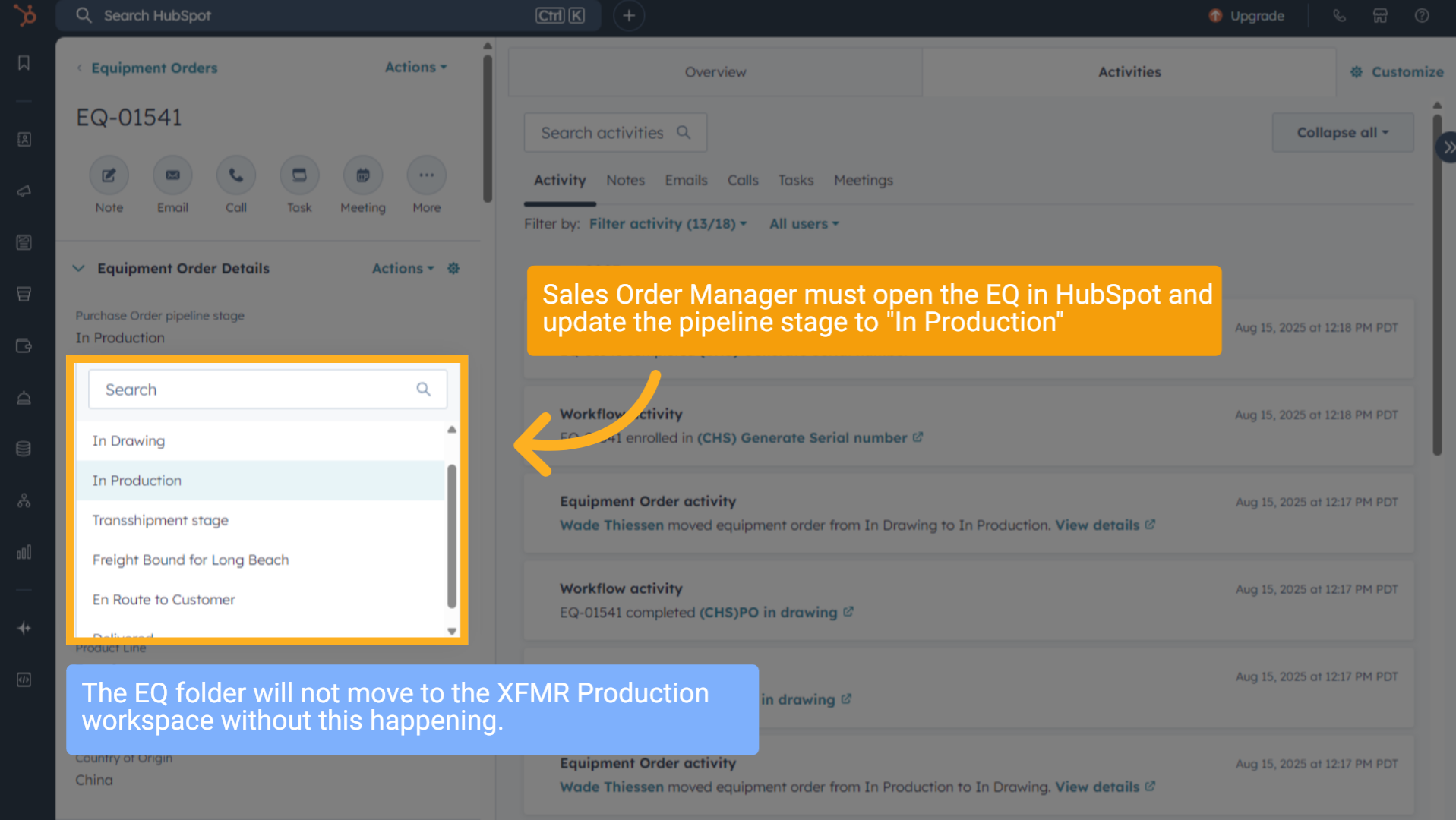 Move EQ to Production