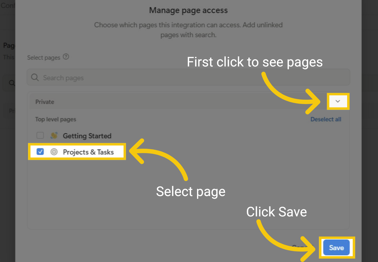 Select Page and Save