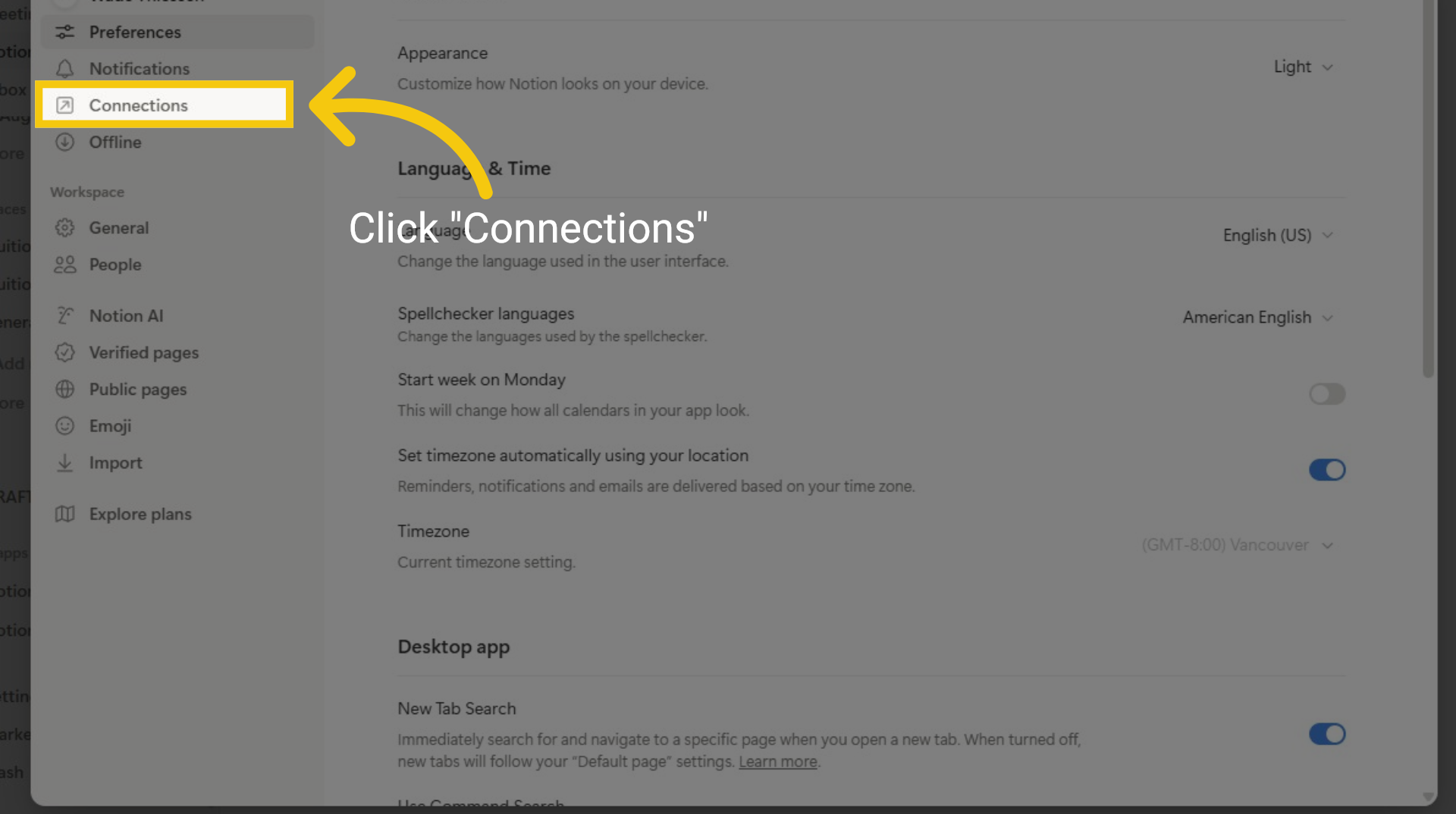 Click on Connections