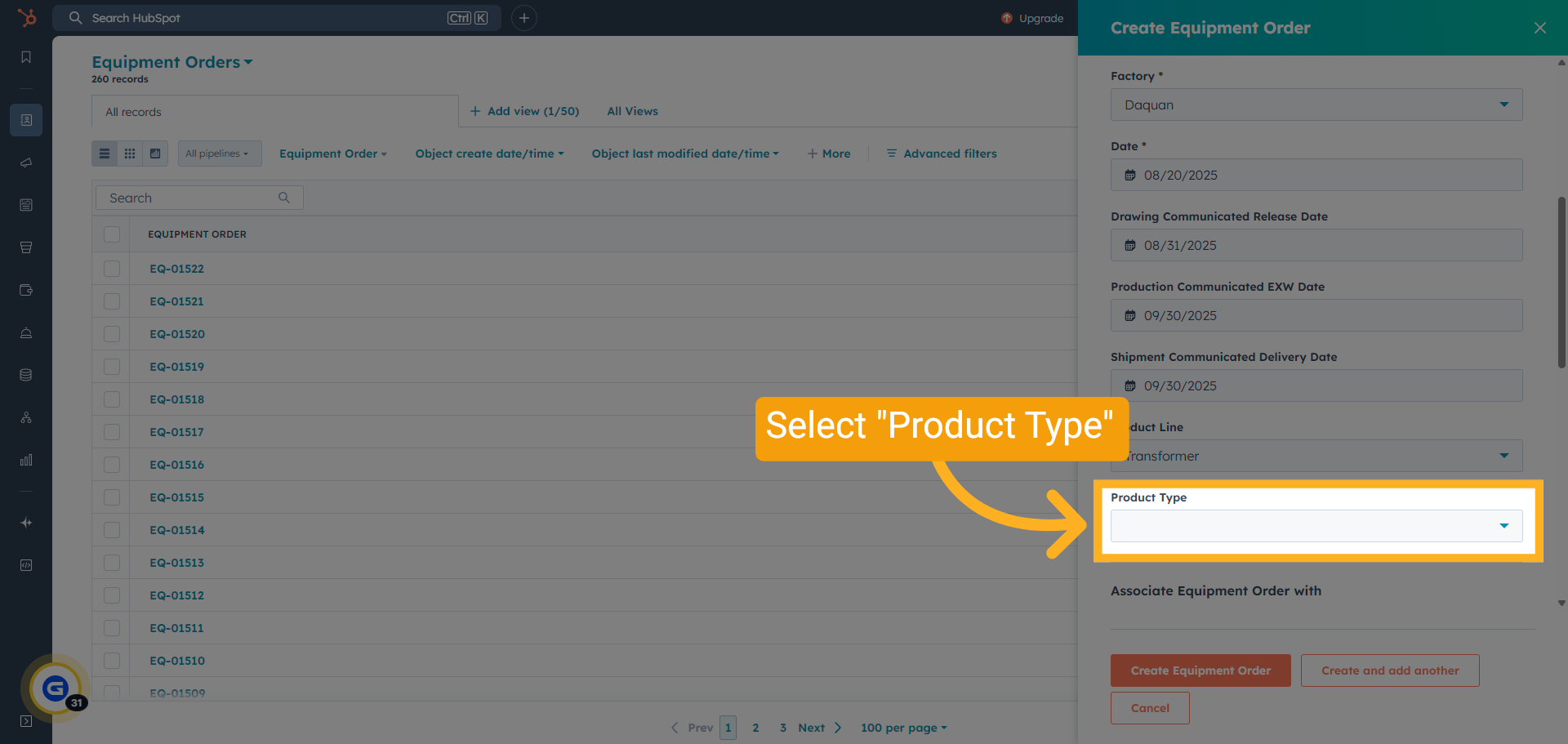 Select 'Product Type'