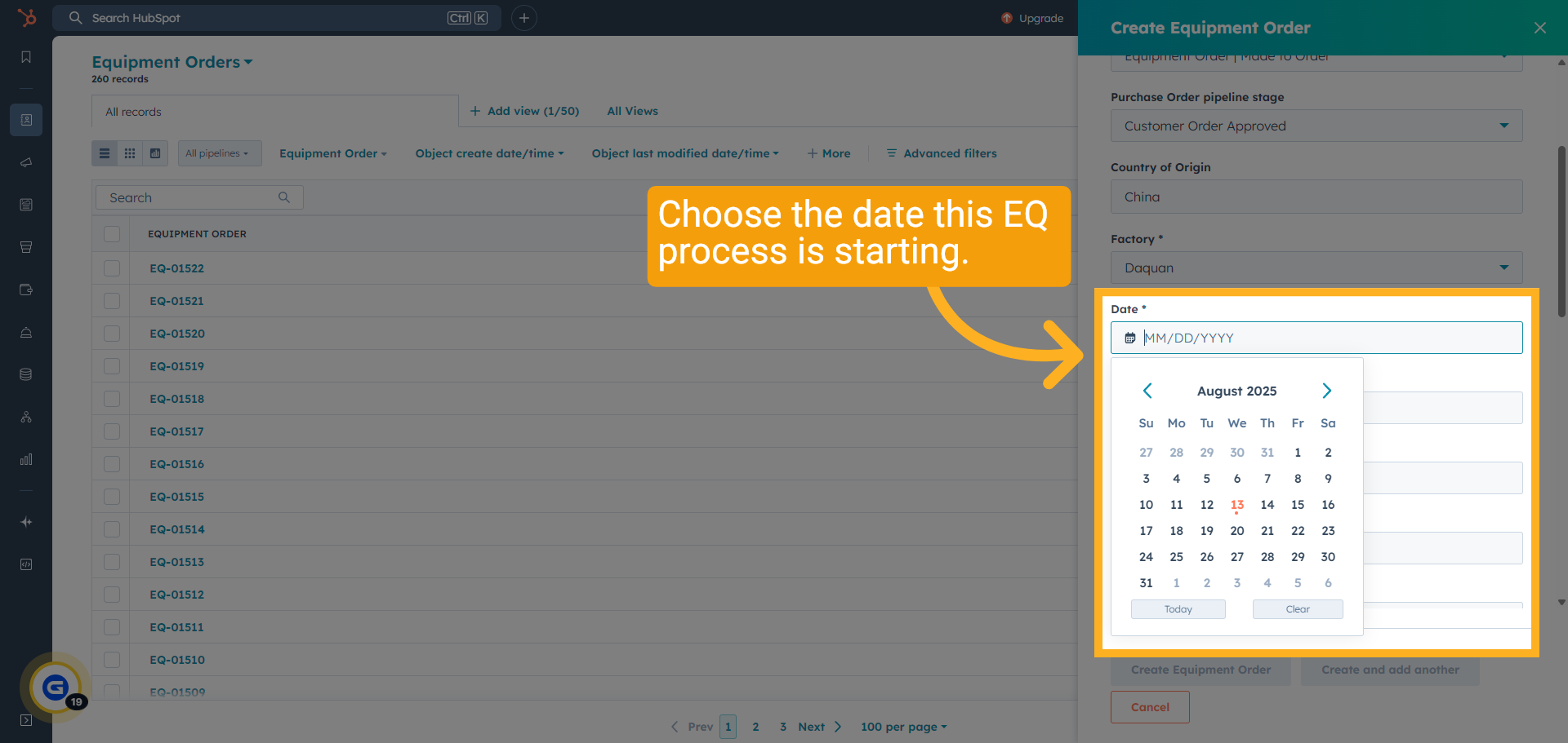 Set the process date.