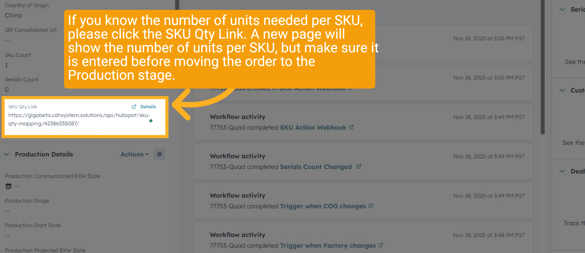 SKU Quantity Link