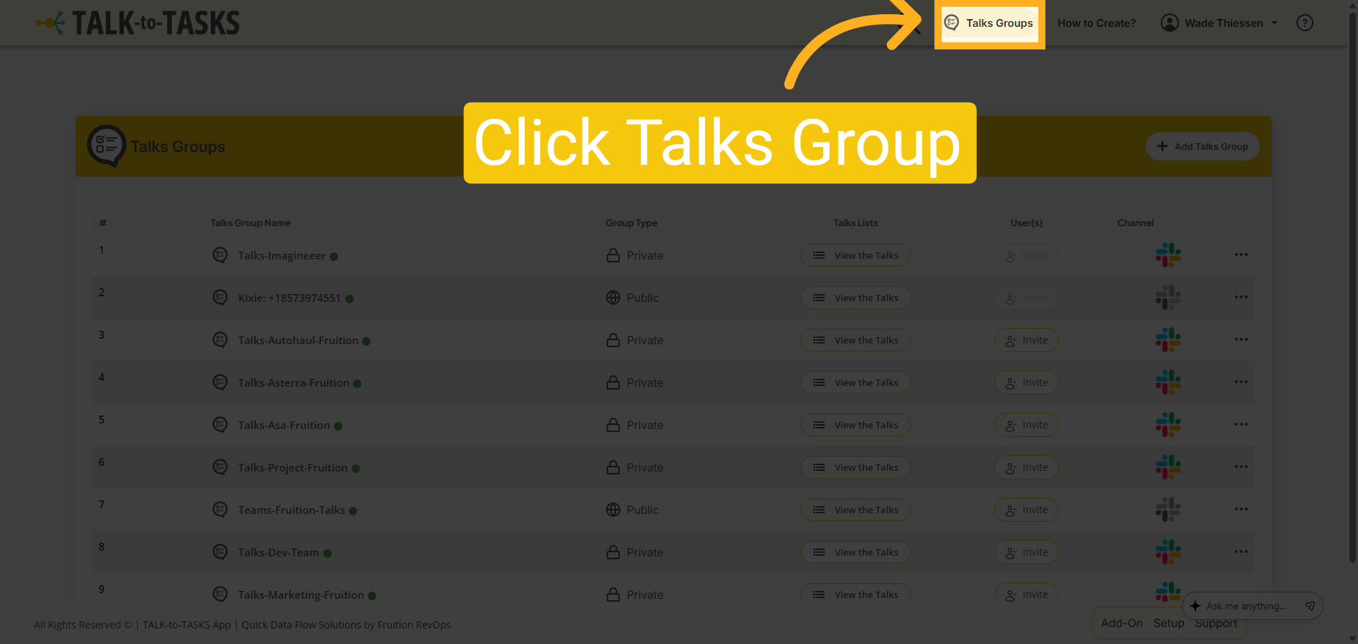 Open Talks Groups Section