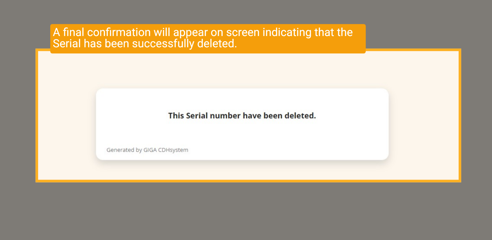 Final Serial Confirmation
