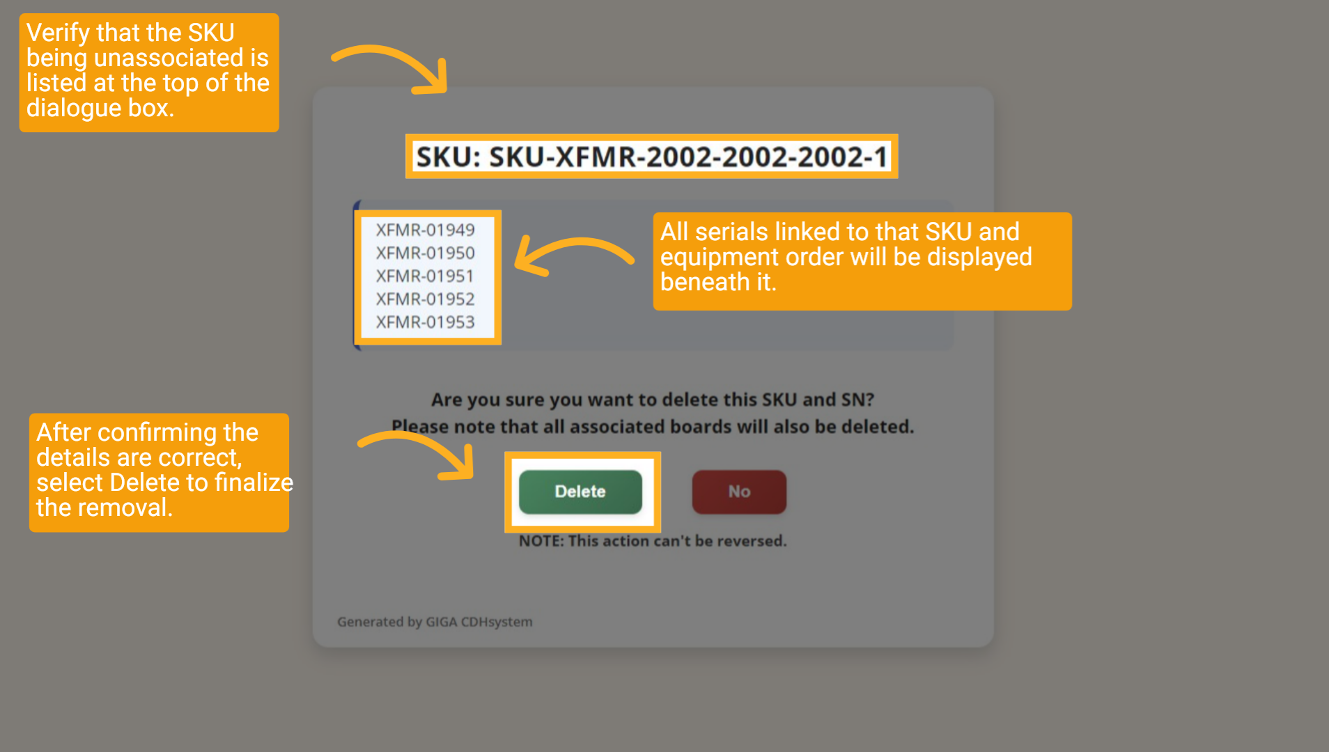 Finalize the SKU Removal