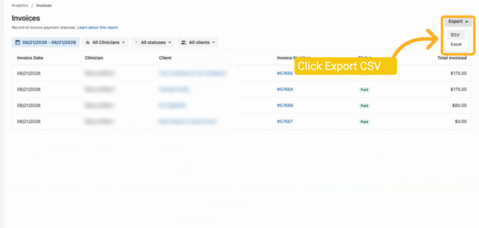 Export CSV