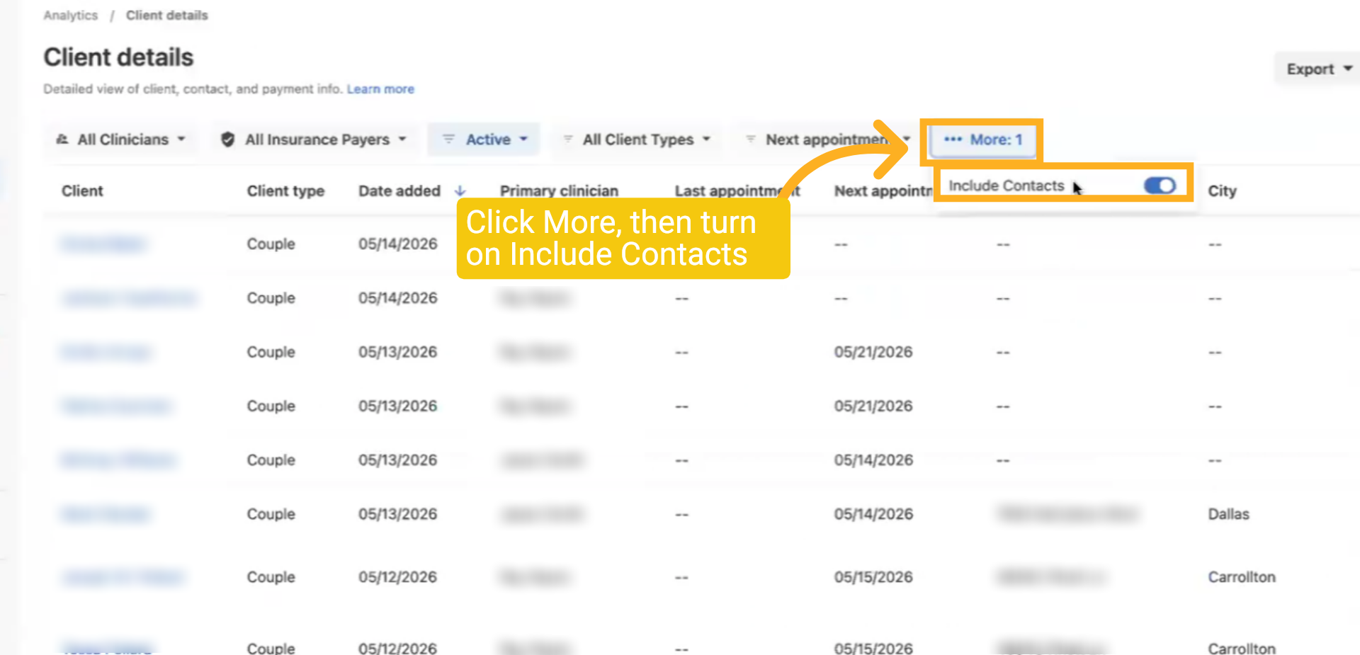 Include Contacts Option
