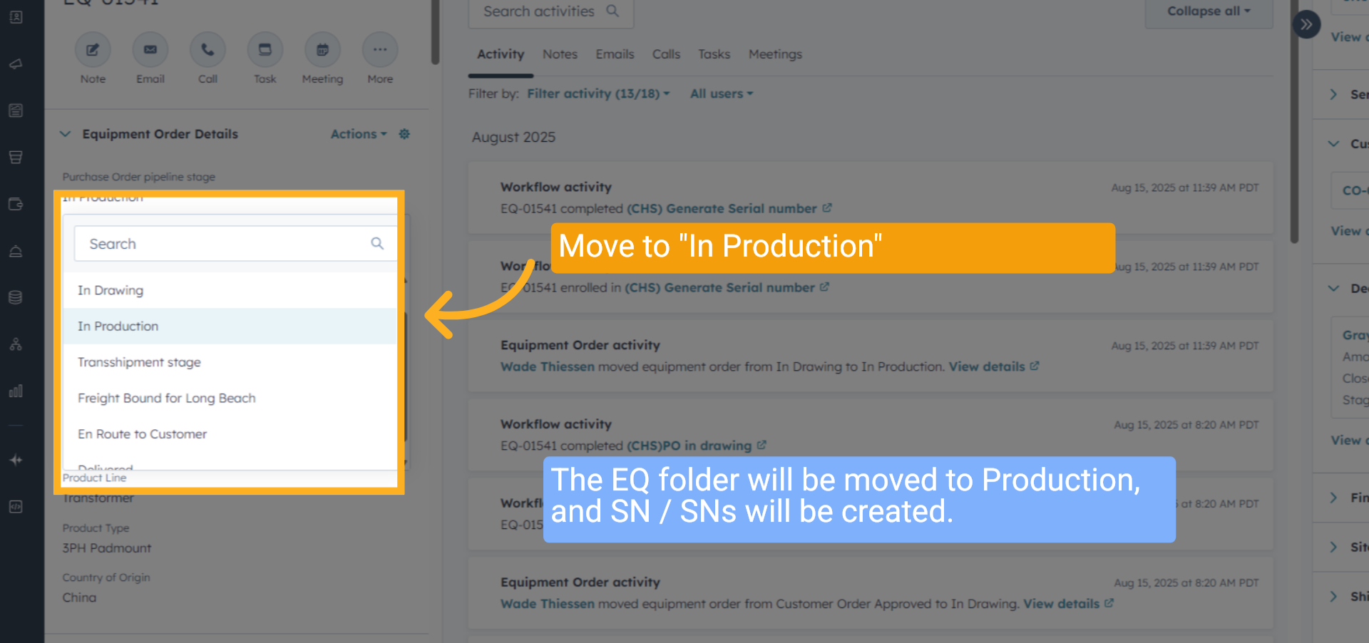 Move to 'In Production'