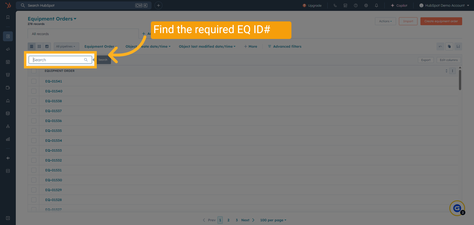 Search for the required EQ