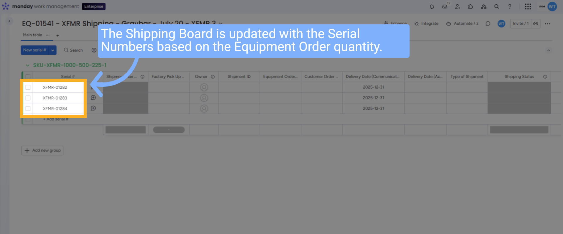 Shipping Board Updated with Serials