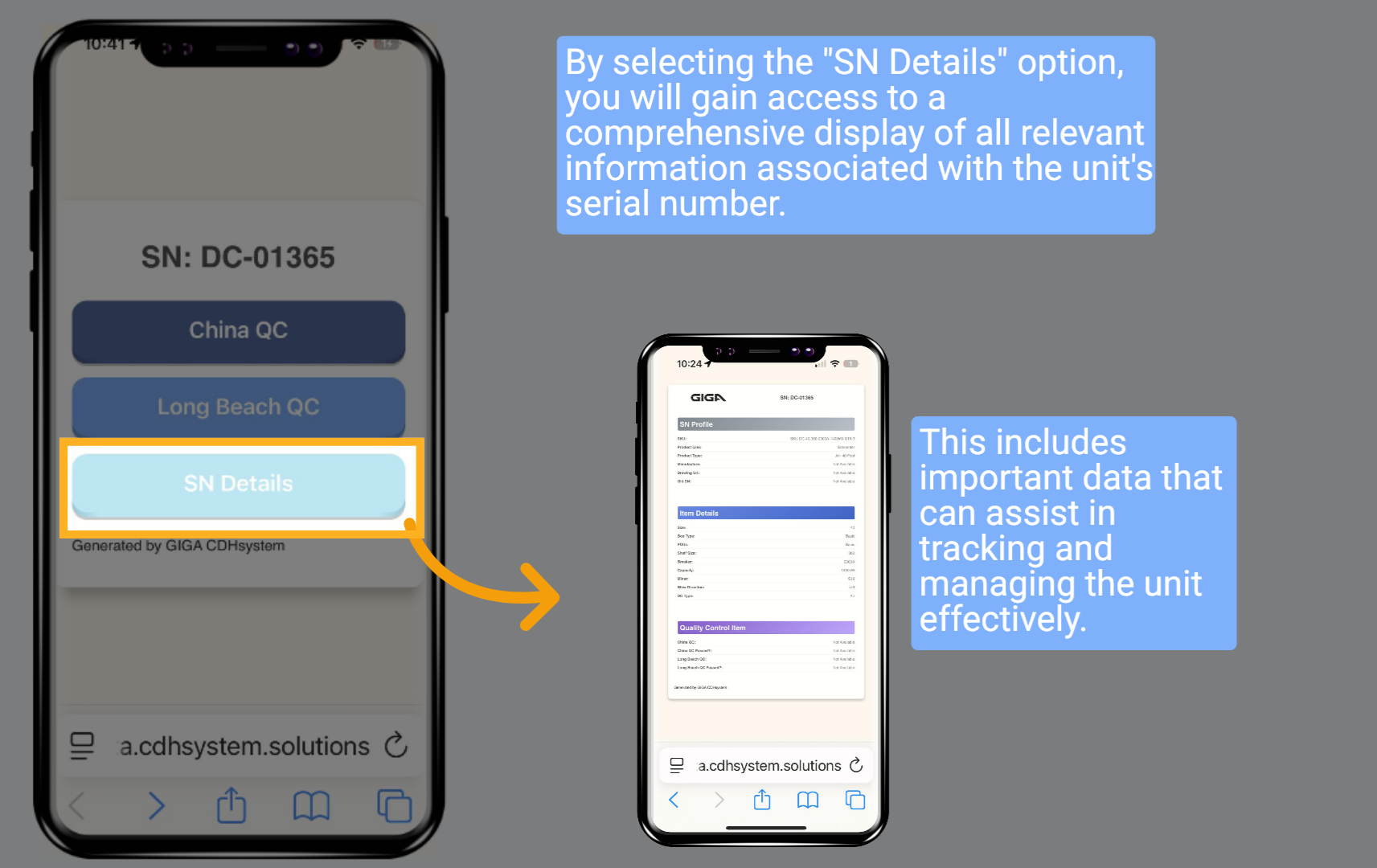 Selecting SN Details