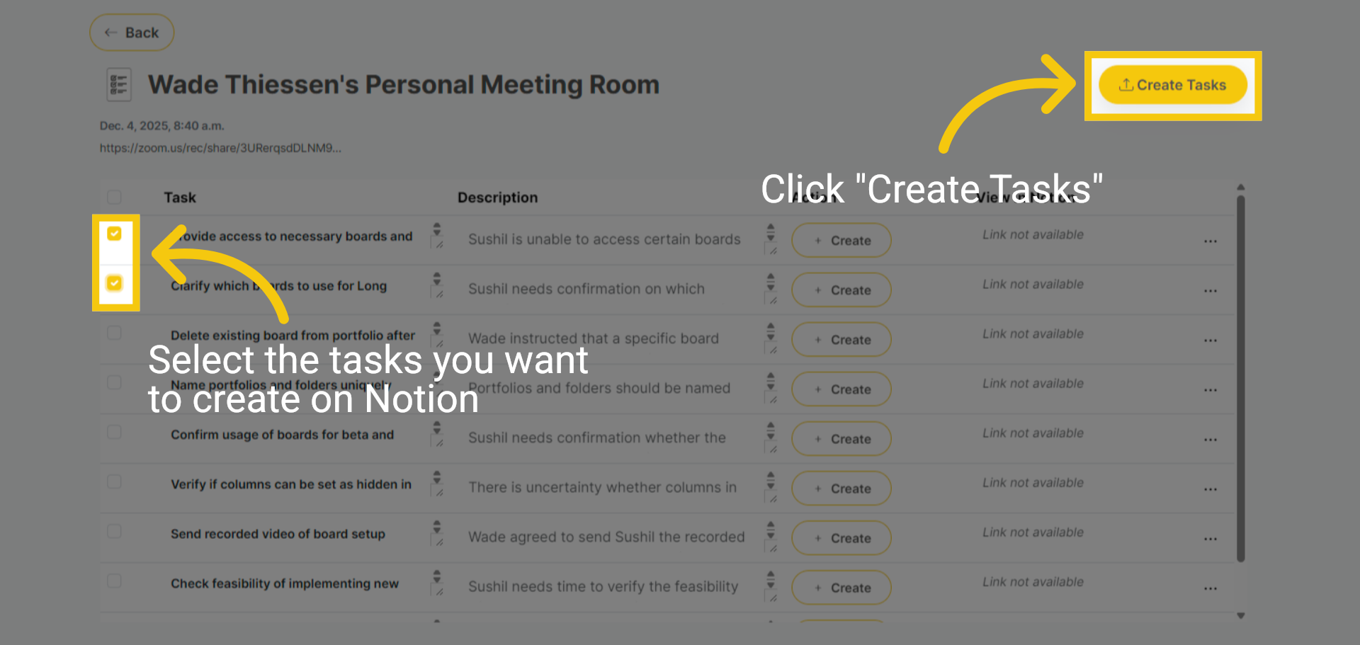 Select tasks 
