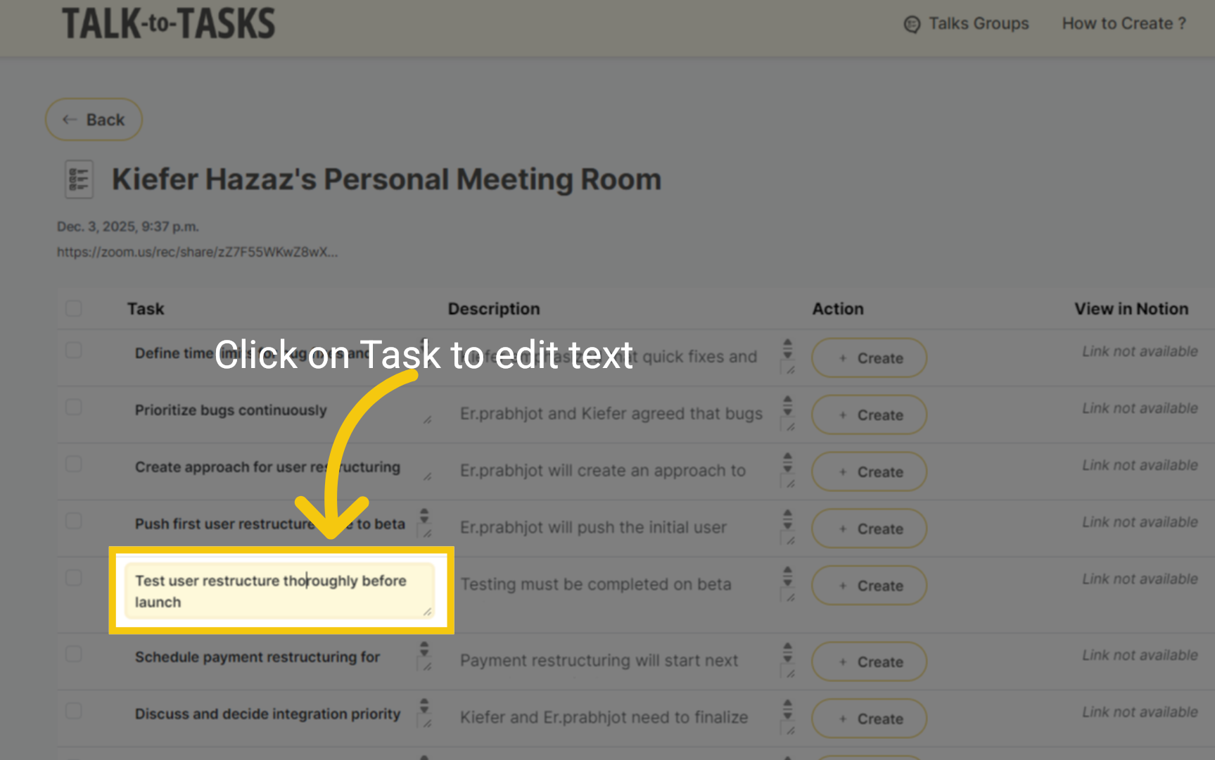 Edit Title of Task