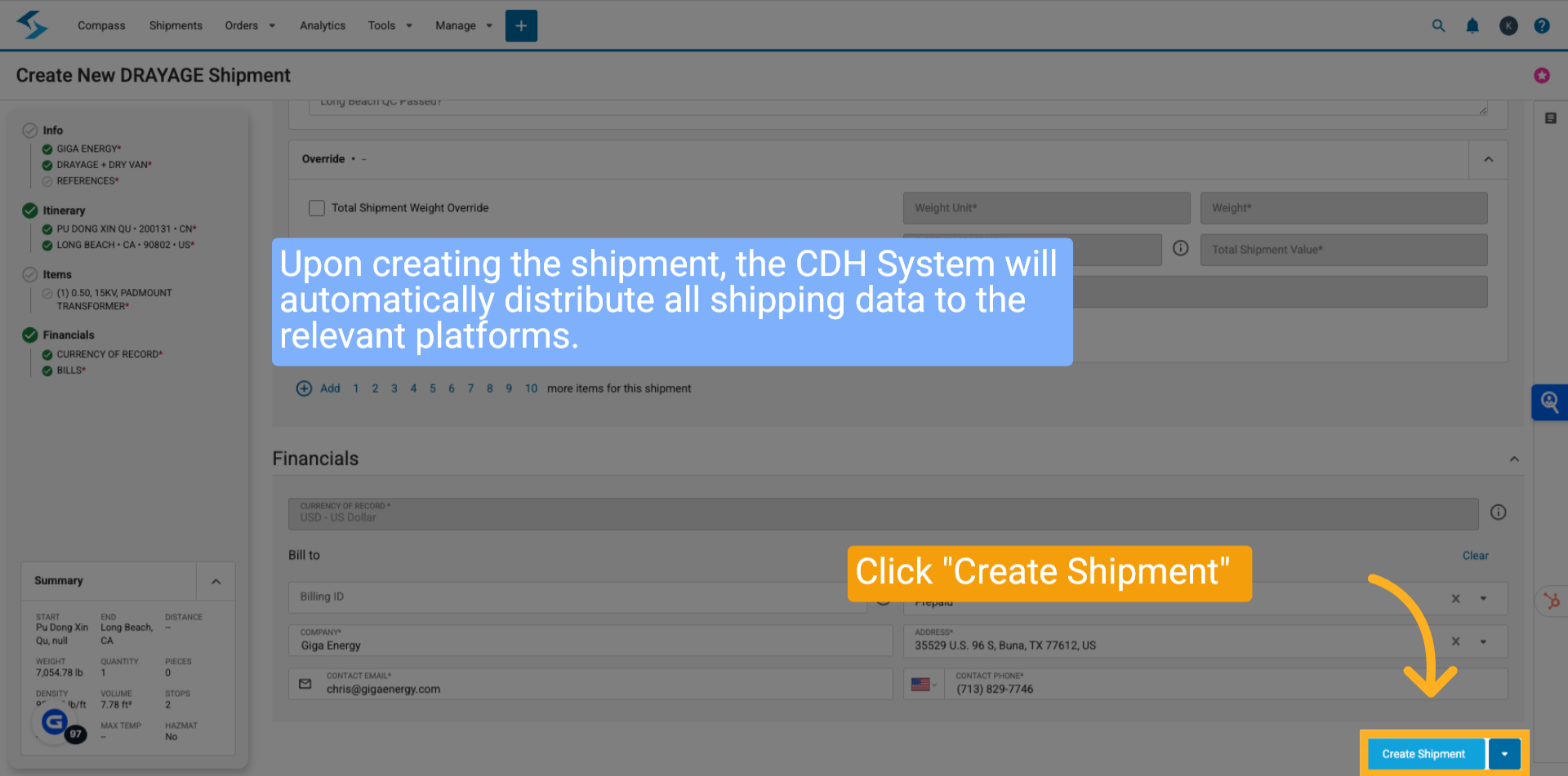 Create Shipment