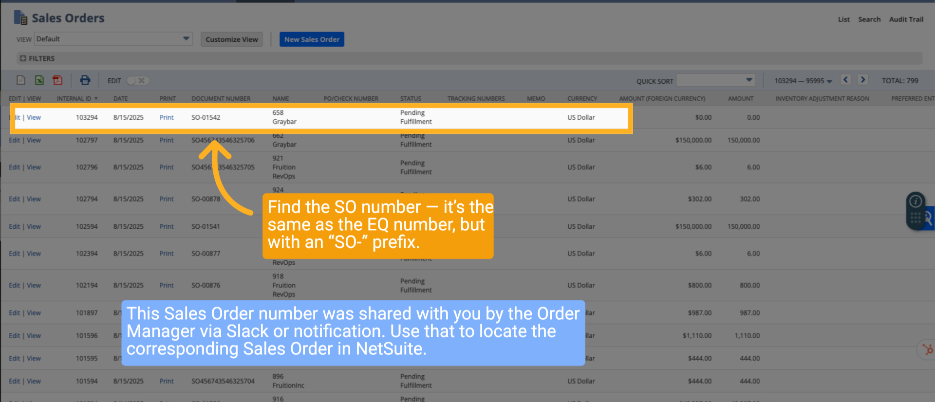 Search and find the number you want to edit