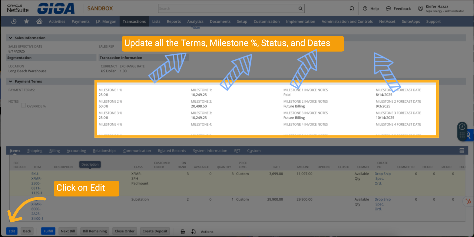 Set Milestones, Payment, and Dates
