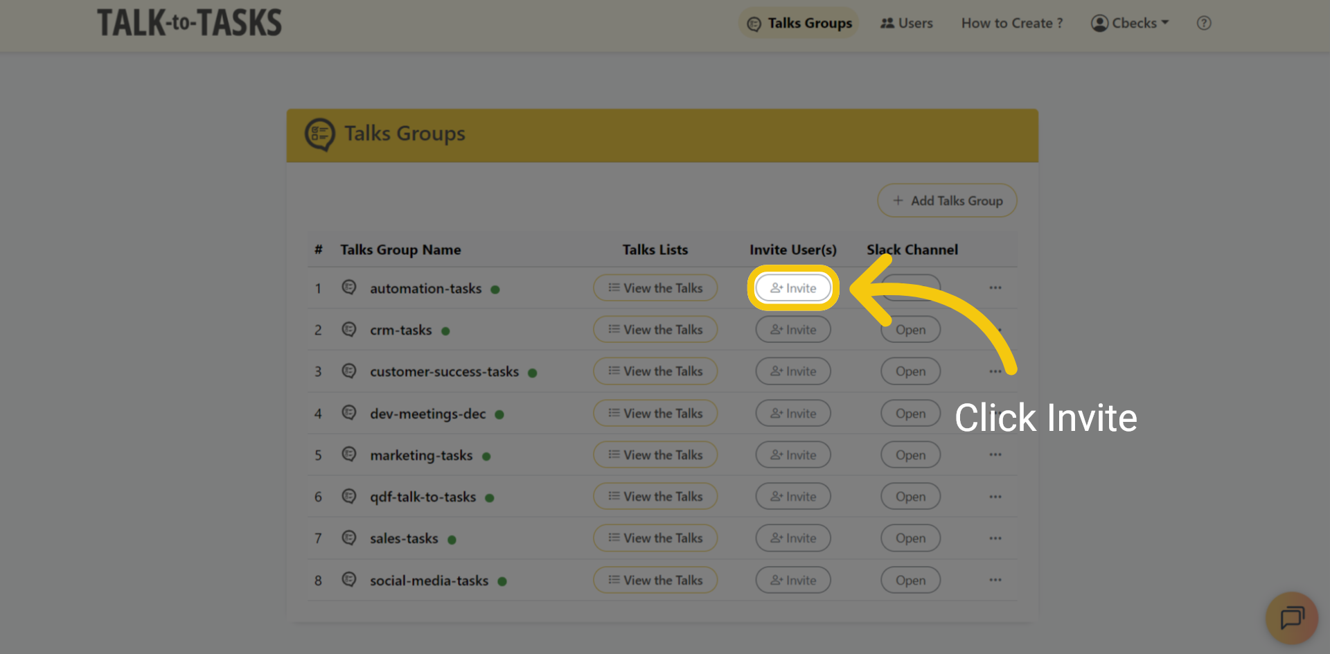 Invite Users to Group or Channel