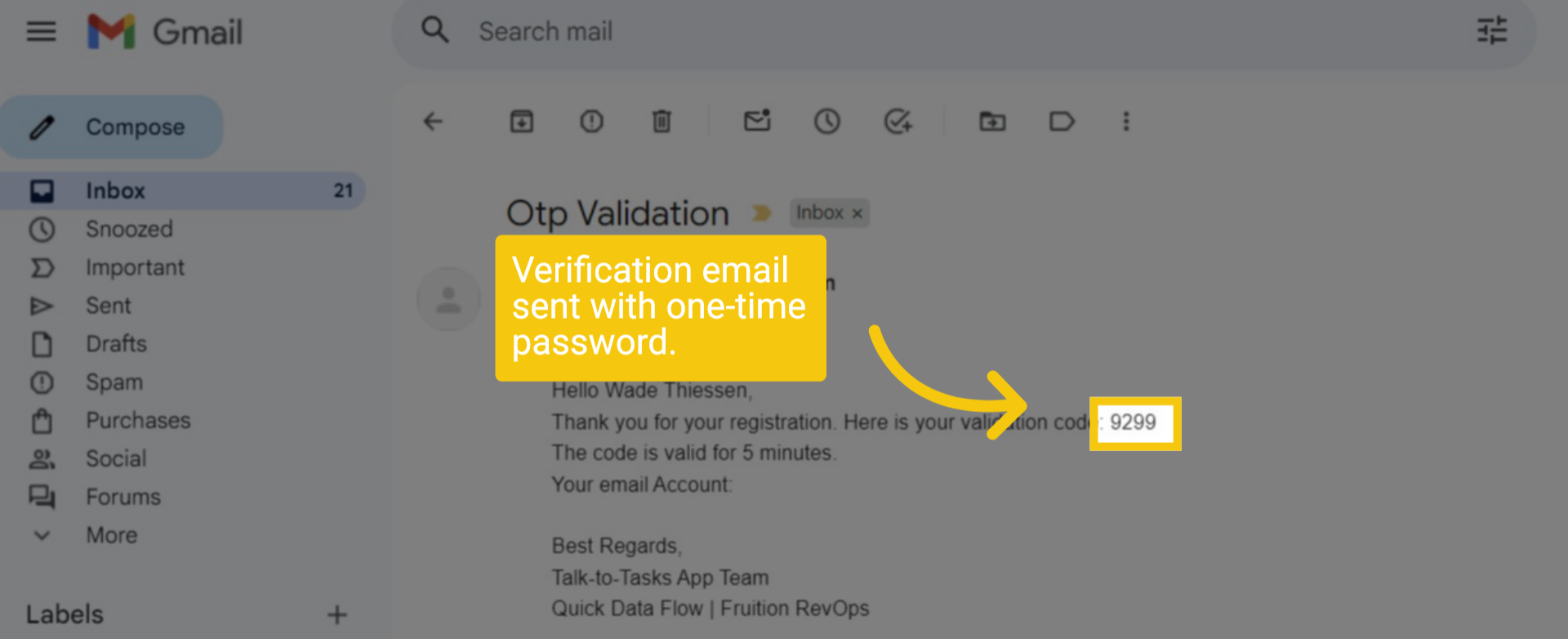 One-time Password Sent