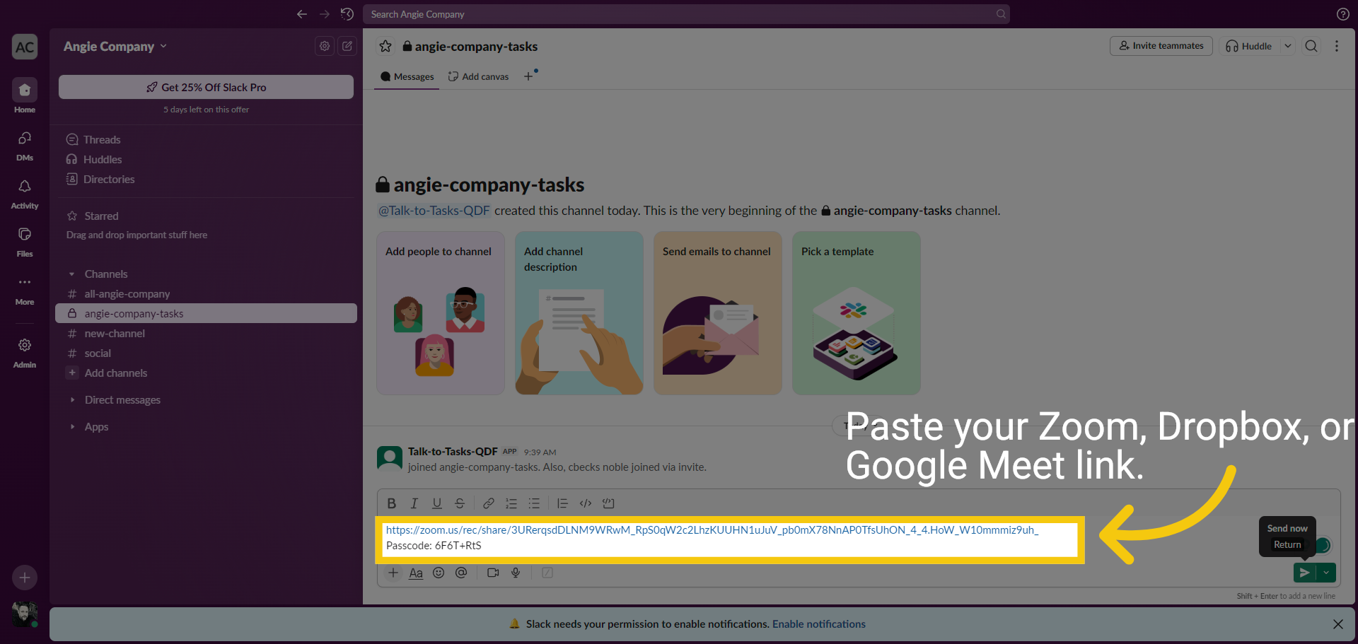 Paste Link into Slack
