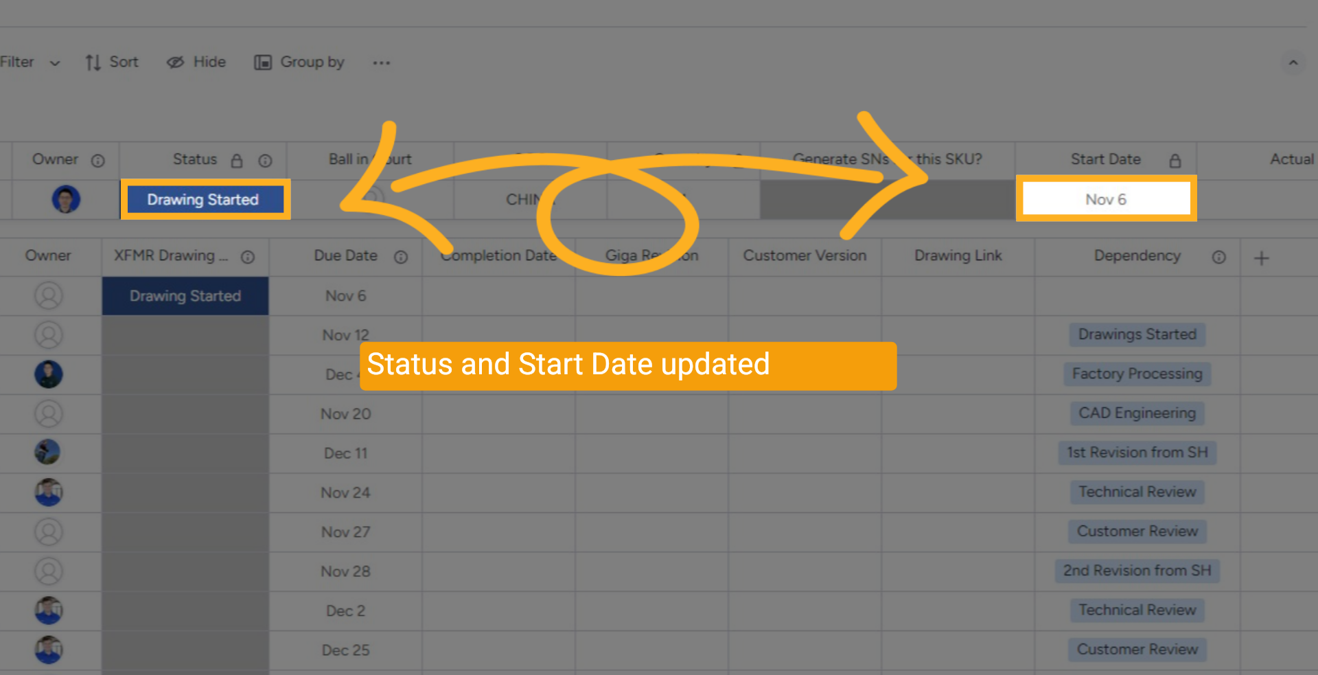 Set Start Date